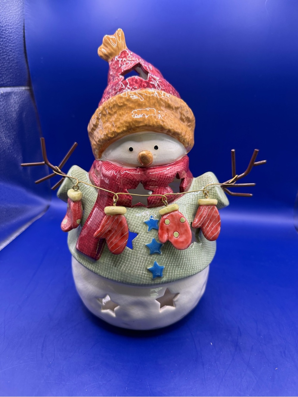 Ceramic Snowman Candle Holder Lantern
